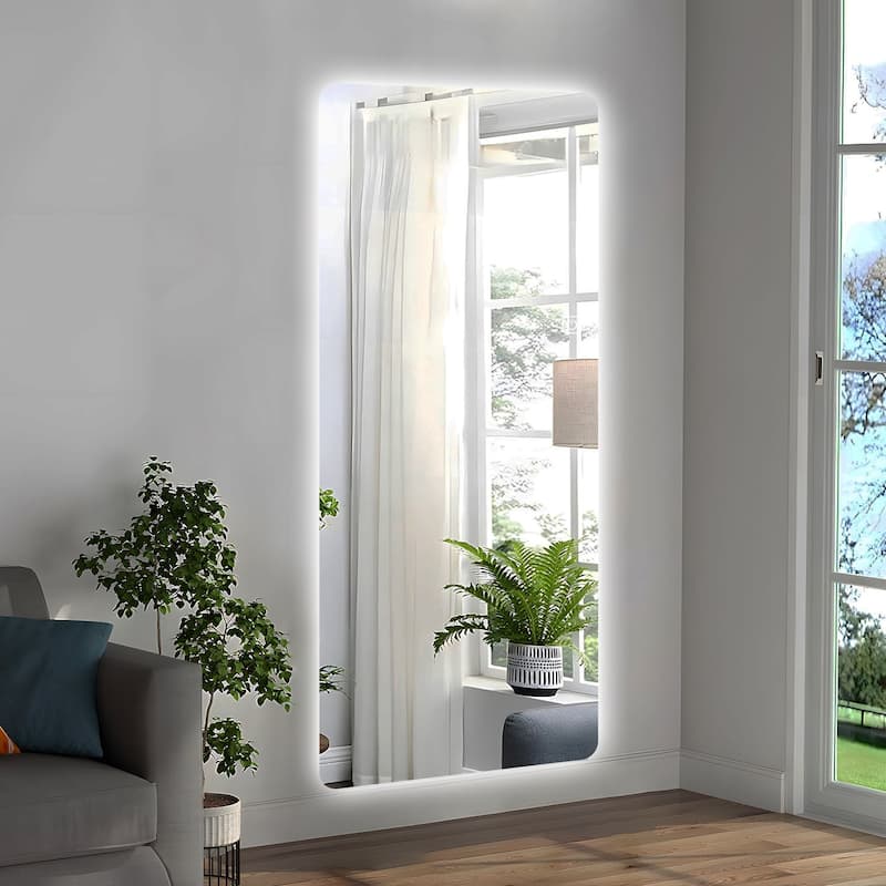 65x21in Full Body Mirror with Lights Full length mirror wall hanging type Suitable for bedrooms, dimming and 3 color lighting