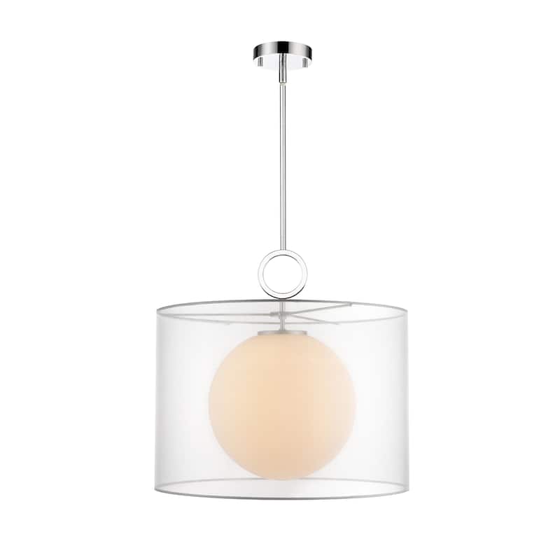 Arosia 1 Light 20 inch Chrome + White Pendant Light