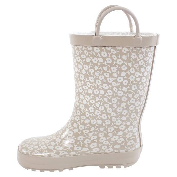 slide 1 of 1, Hudson Baby Infant Girl Rain Boots, Taupe Ditsy Floral 10T - Medium - Taupe Ditsy Floral