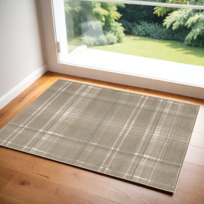 HomeRootsPlaid Country Rectangle Area Rug - 60' X '36' X '0.5