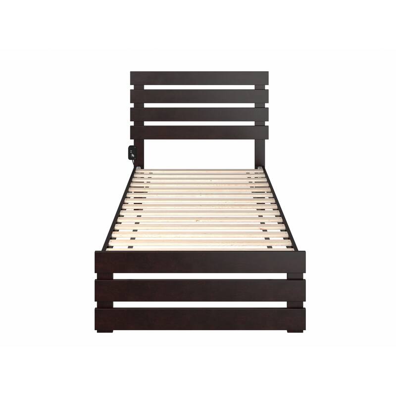 Twin XL Bed with Footboard - Rustic Retreat Espresso Finish - Solid Wood Bed Frame