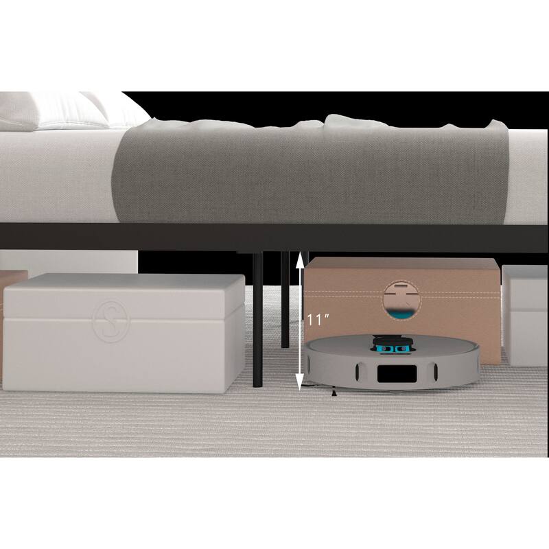 Ceres Queen Metal Bed - Black with Walnut Wood Headboard & Footboard