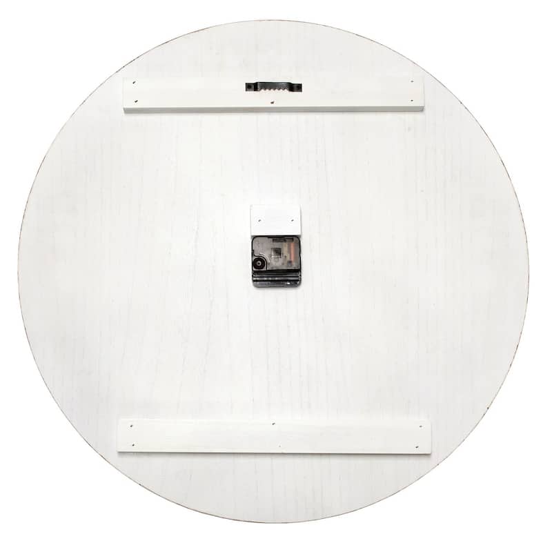 Country Rustic Coastal Round Wooden Wall Clock - 23" - White