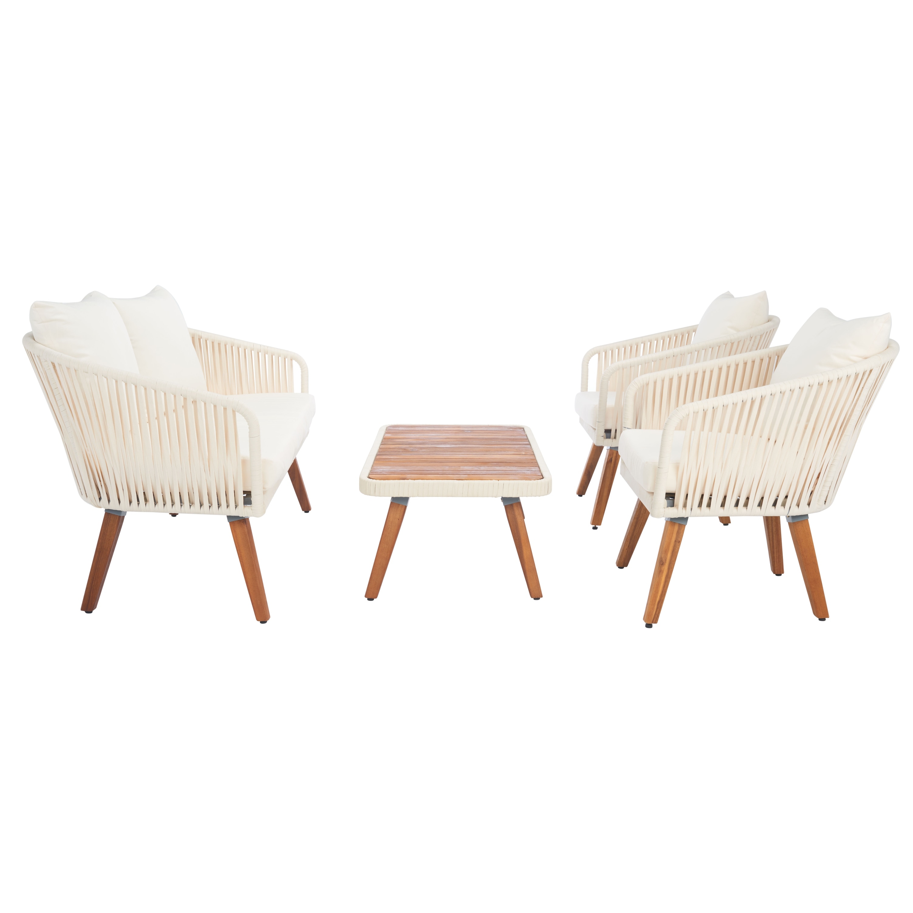 SAFAVIEH Outdoor Ransin 4 piece Coastal Patio Chat Set On Sale