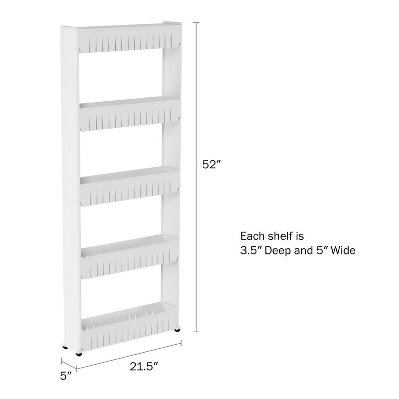 Slim Rolling Storage Cart - Utility Cart with Wheels by Lavish Home (White)