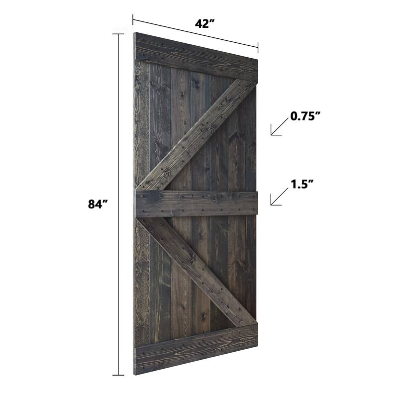 Coast Sequoia 48in/60in/72in/76in/84in x 84in K Series Pine Wood Double Sliding Barn Door With Hardware Kit