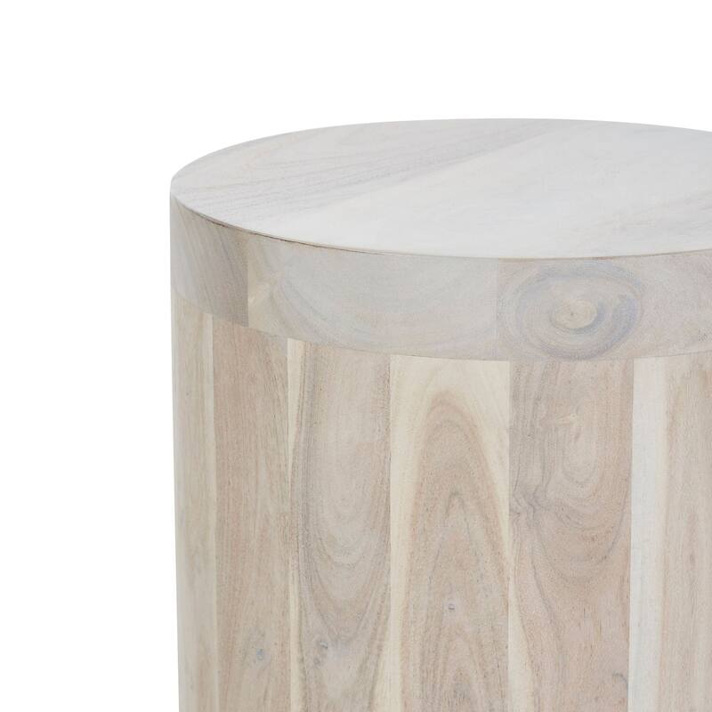 Renwil Kernel Acacia Wood Side Table, White
