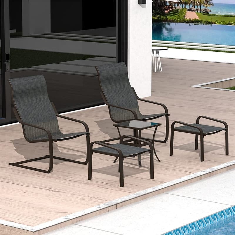 Set of 5 Outdoor Patio Chairs, C Spring Motion Chair - Bed Bath ...
