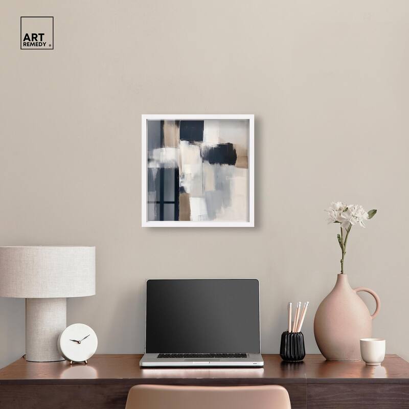 Blue and Tan Abstraction II Shadowbox by Art Remedy