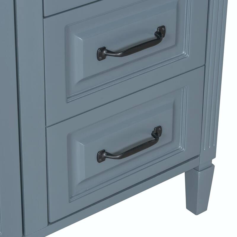 36-Inch Bathroom Vanity with Ceramic Sink Top, Solid Wood Frame and MDF Cabinet