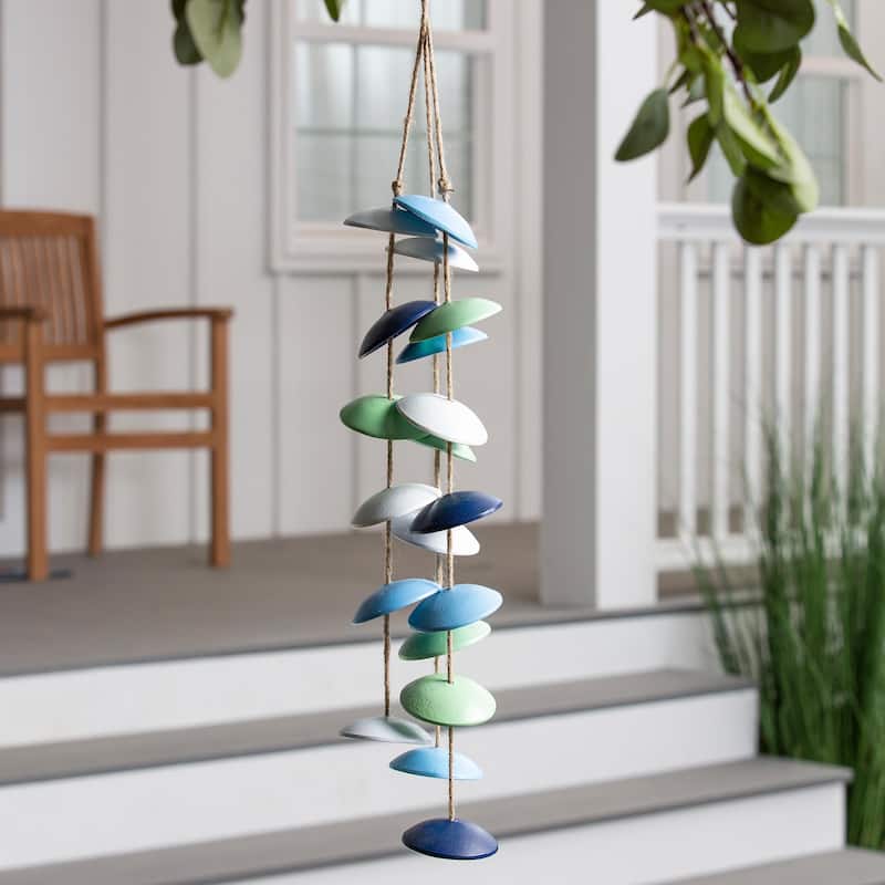 26" Cast Aluminum Metal Multi Colored Wind Chime with Jute Rope