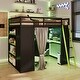 preview thumbnail 33 of 64, Wood Full Size Loft Bed with Blackout Curtains and RGB Lights, Gaming Loft Bed with Desk & Shelves