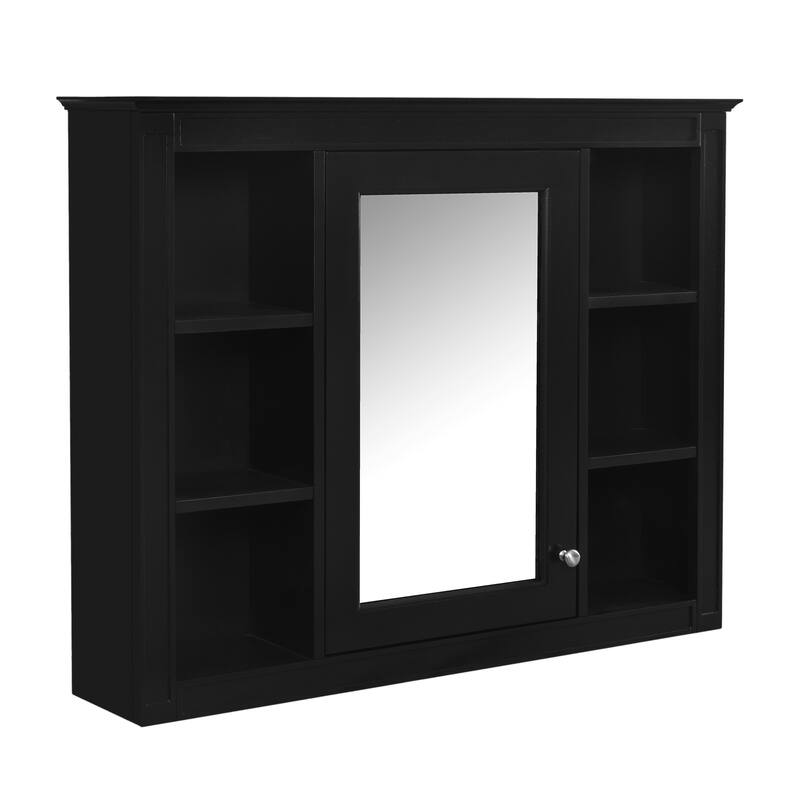 Modern Medicine Cabinet Wall Cabinet with Mirror and Open Compartments