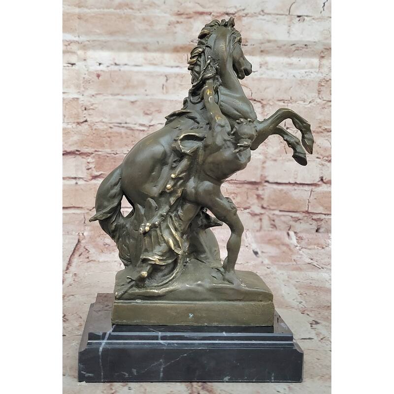 Mythological Woman With Rearing Imitative Horse Bronze Sculpture - Clical Equestrian Art