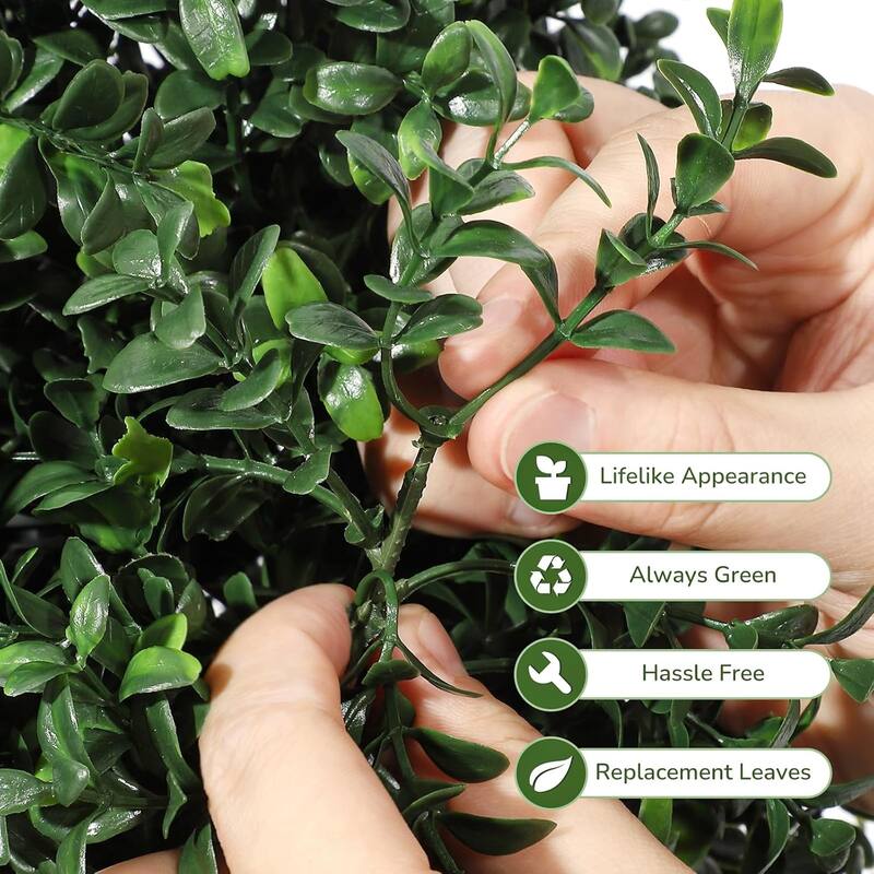 Artificial Boxwood Topiary Trees - Cone Shape Fake Plant with Modern Black Planter, 2 Pcs - 3FT