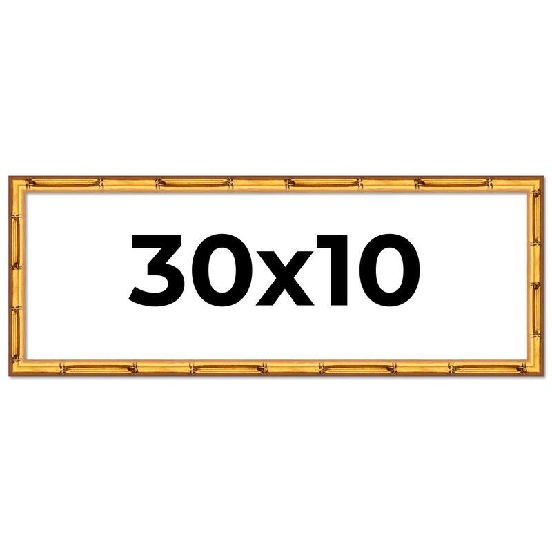 30x10 Frame Gold Bamboo Picture Frame Modern Photo Frame Includes UV Acrylic Shatter Guard Front Acid Free Foam Backing Board