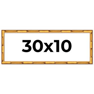 30x10 Frame Gold Bamboo Picture Frame Modern Photo Frame Includes UV Acrylic Shatter Guard Front Acid Free Foam Backing Board