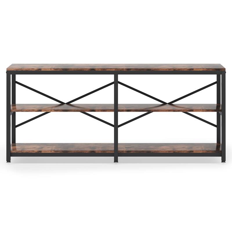 70.9" Extra Long Console Table with Storage Shelves, 3-Tier Sofa Table Behind Couch,Entryway Table with X-Frame Metal Design