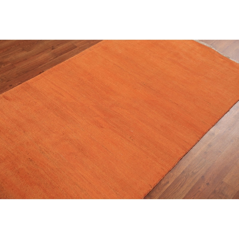 Orange Gabbeh Oriental Modern Rug Handmade Wool Carpet - 3'4" x 6'5"