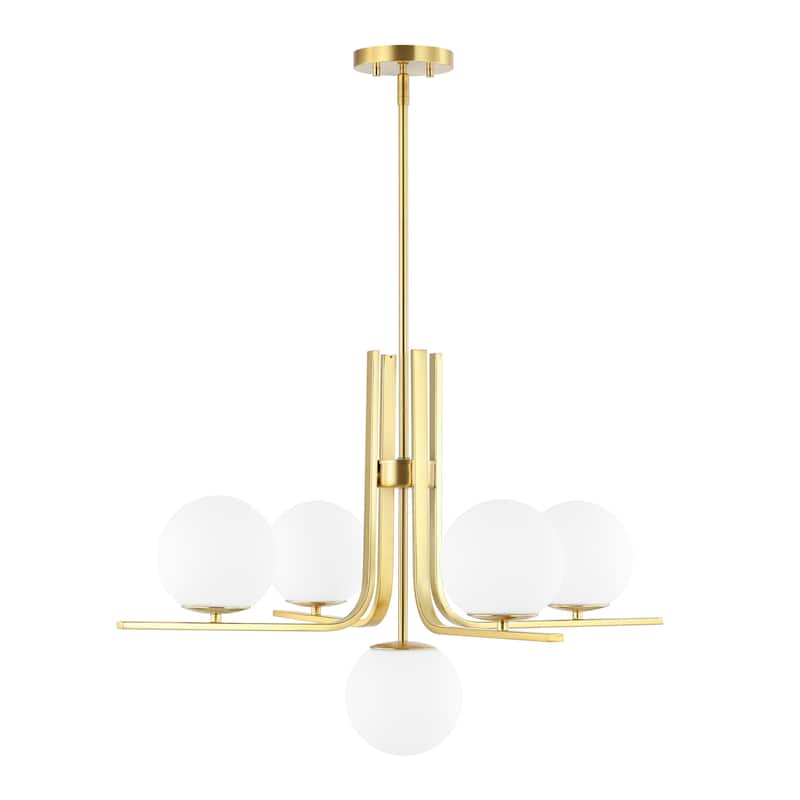 SAFAVIEH Lighting Akina 5 Light 30" Chandelier - 30" x 30" x 29-59" - withD/H - Brass