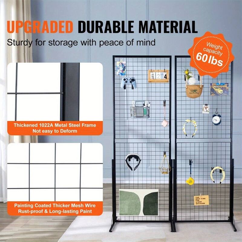 2' x 5.6' Grid Wall Panels Tower,2 Packs Wire Gridwall Display Racks