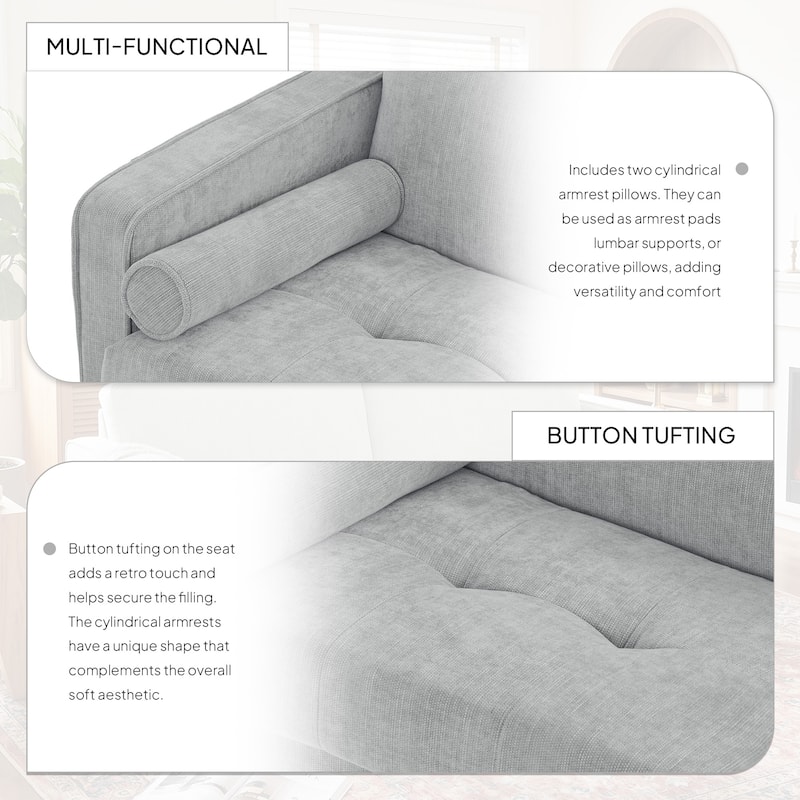62.5'' W Corduroy Couch Upholstered Square Arm Sofa