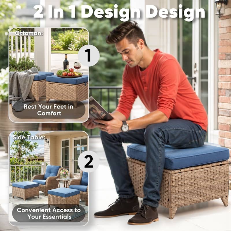 Outdoor Patio Ottoman for Swivel Chairs