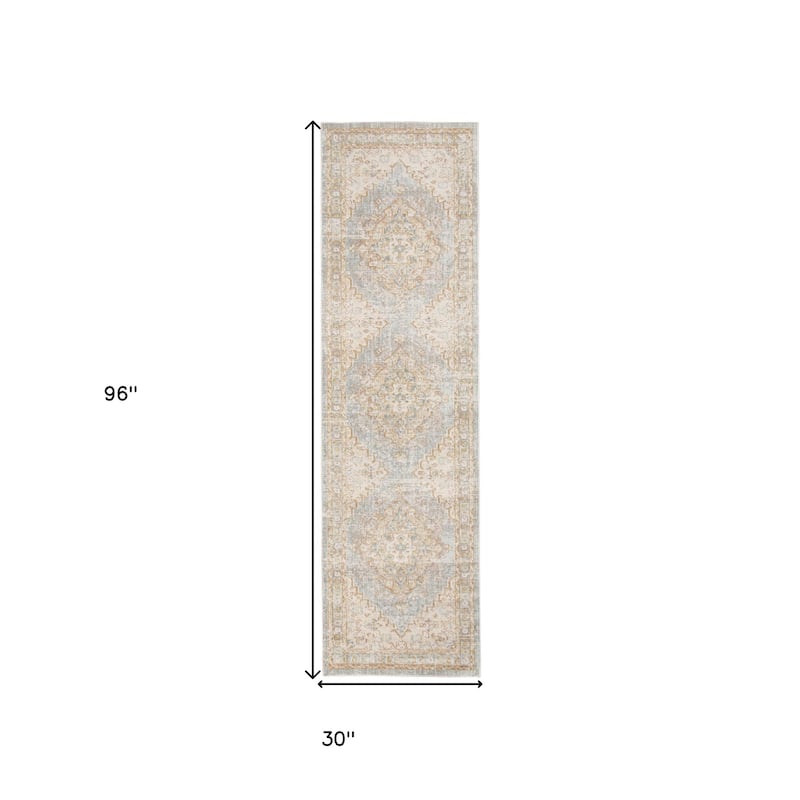 HomeRootsMedallion Transitional Runner Area Rug - 96' X '30' X '0.08