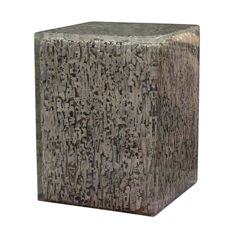 11.5 in. Gray Square Wood End Table with Pedestal Base