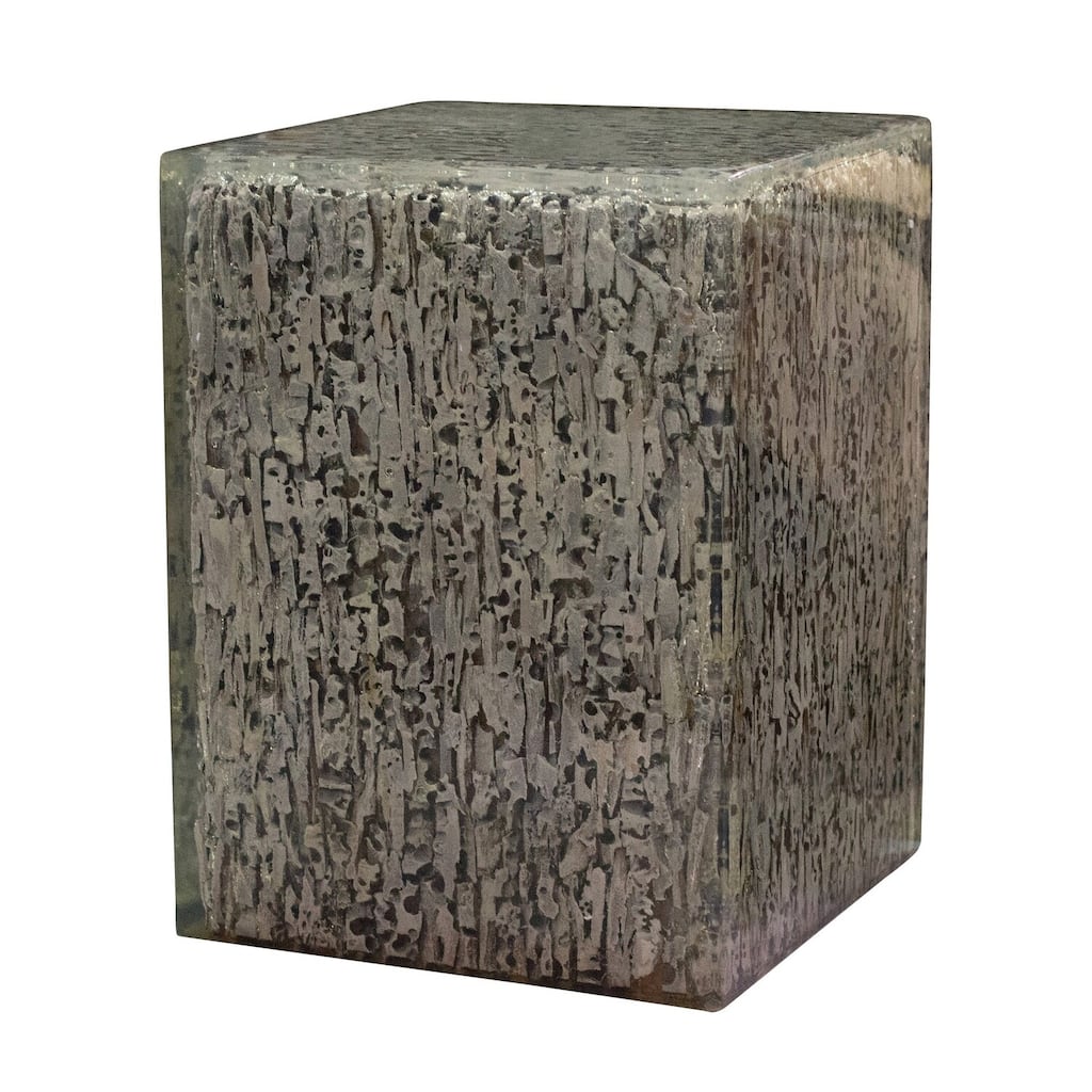 11.5 in. Gray Square Wood End Table with Pedestal Base