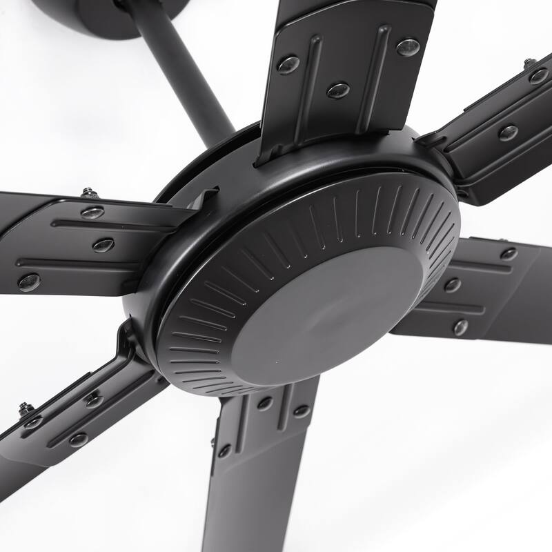 Ceiling Fan Modern 120" Industrial 6-Blade Black Metal