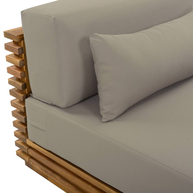 Christopher Knight Home - Solvane Outdoor Solid Wood Conversation Set with Cushions and Side Table