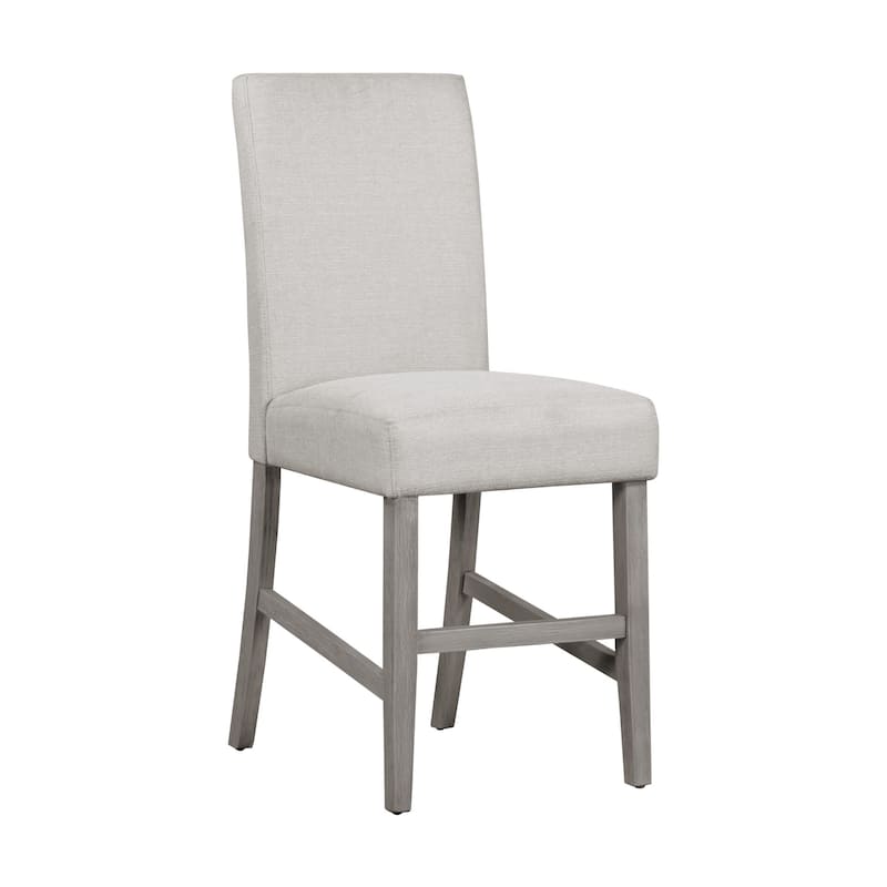 Carolina Chair & Table Bar Stool with Grey Upholstery and Brushed Acacia Wood Frame (Set of 2)