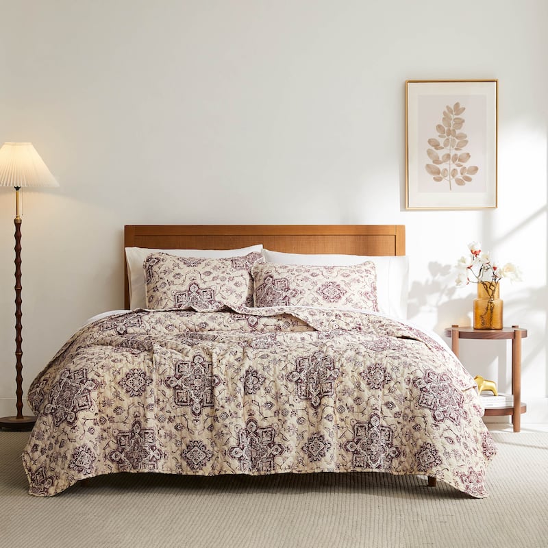 Persia Oversized Quilt Set - Eggplant - 3 Piece - Queen