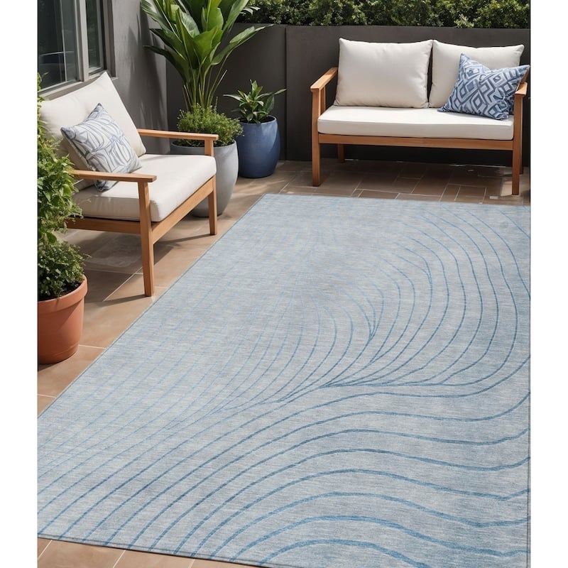 HomeRoots Abstract Transitional Rectangle Outdoor Rug - 5' X 8'