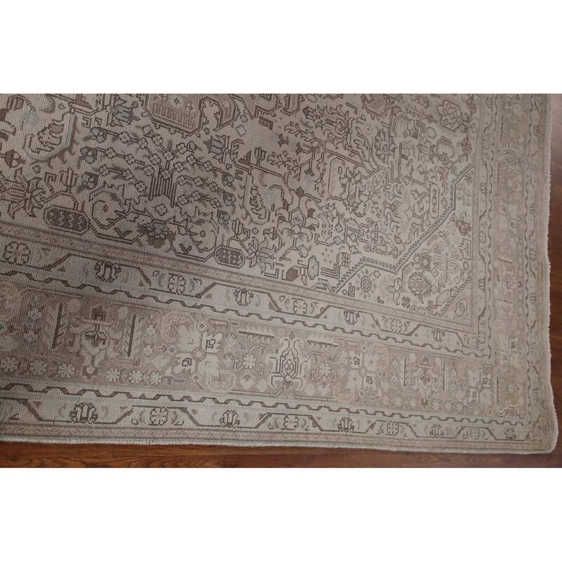 Distressed Tabriz Persian Vintage Area Rug Hand-knotted Wool Carpet - 6'10" x 9'6"