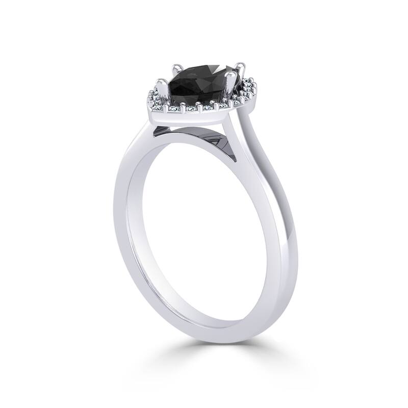 Auriya 1 5/8ct Marquise-cut Halo Black Diamond Ring 14k Gold