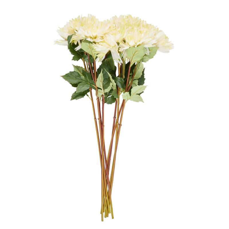 White Faux Foliage Tall Dahlia Artificial Flower Stem (Set of 8)