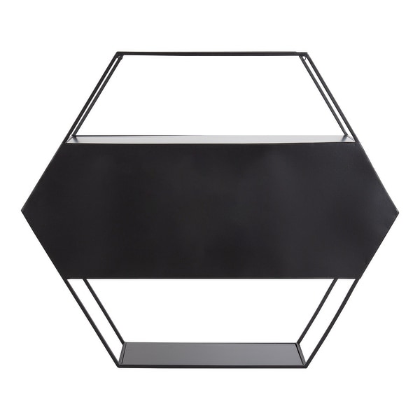 Kate and Laurel Lintz Hexagon Wall Mirror Shelves - Bed Bath