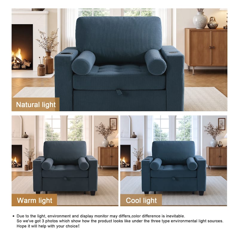 3-in-1 Pull-Out Sleeper Chair Bed Convertible Adjustable Lounge