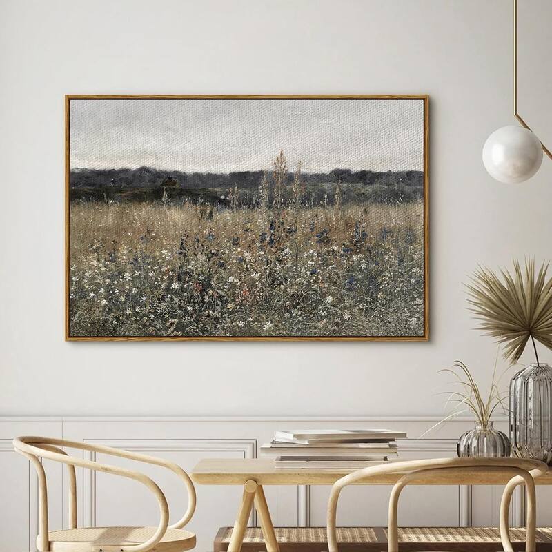 Wildflower Field Vintage Wall Art Canvas Prints