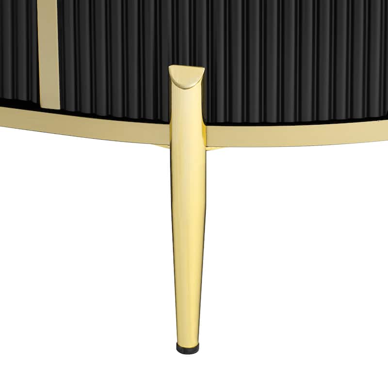 Modern Luxury Oval Shaped Fluted Coffee Table - 47.2'' D x 23.8" W x 19.2" H