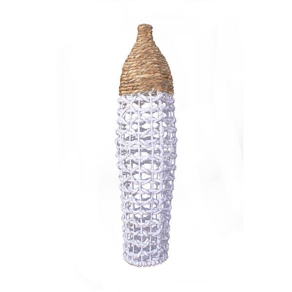 Shop 36 Woven Floor Vase White And Natural Water Hyacinth