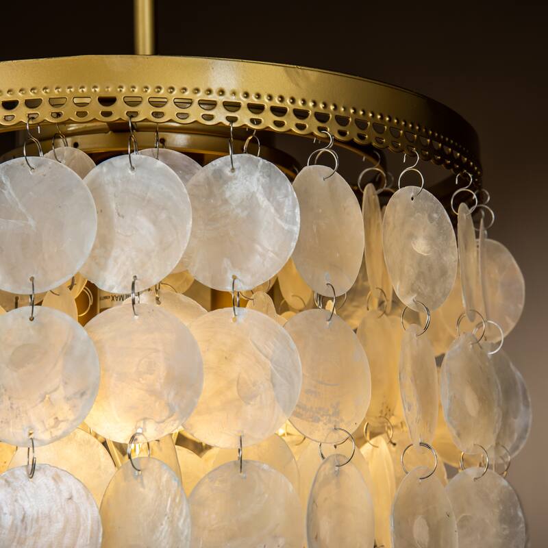 DancyHome Mese - 3 Light Coastal Capiz Shell Chandelier