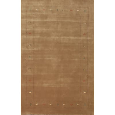Hand Knotted Oriental 100% Wool Carpet Tribal Animal Pictorial Brown Gabbeh Area Rug - 8' 2'' X 5' 2''