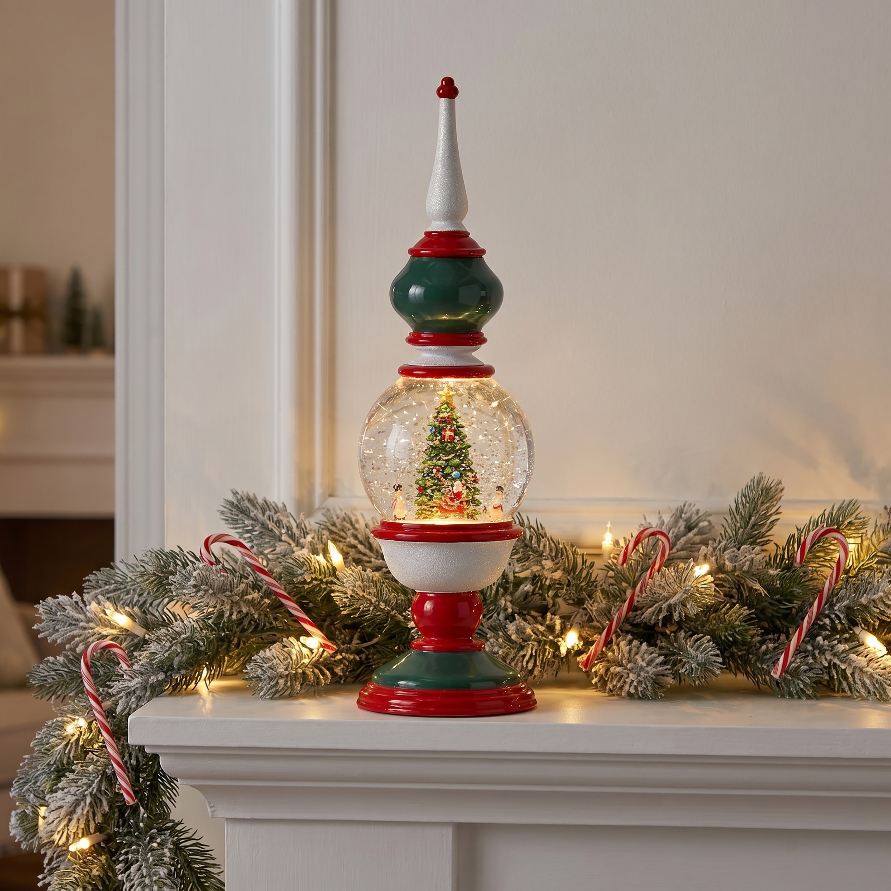 16.5" LED Xmas Scene with Tree Water Globe