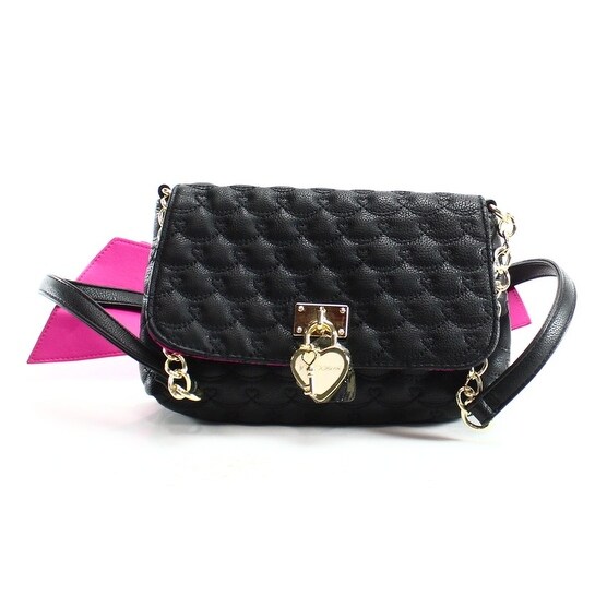 Betsey Johnson New Black Quilted Pleather Bow Crossbody Betsey Johnson New Black Quilted Pleather Bow Crossbody Purse Bag
