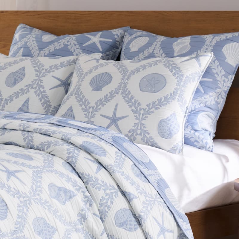 Greenland Home Fashions Laguna Reversible Matelassé Coastal Coverlet Set