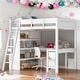 preview thumbnail 1 of 18, Stylish & Simple Full Size Loft Bed with Desk and Storage Shelf, Sturdy Construction & Safety Guaranteed, Maximized Space, White White