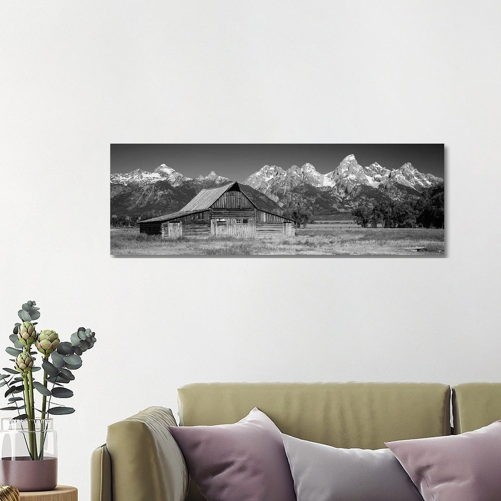 iCanvas "Old Barn On A Landscape, Grand Teton National Park, Wyoming, USA" by Panoramic Images Canvas Print